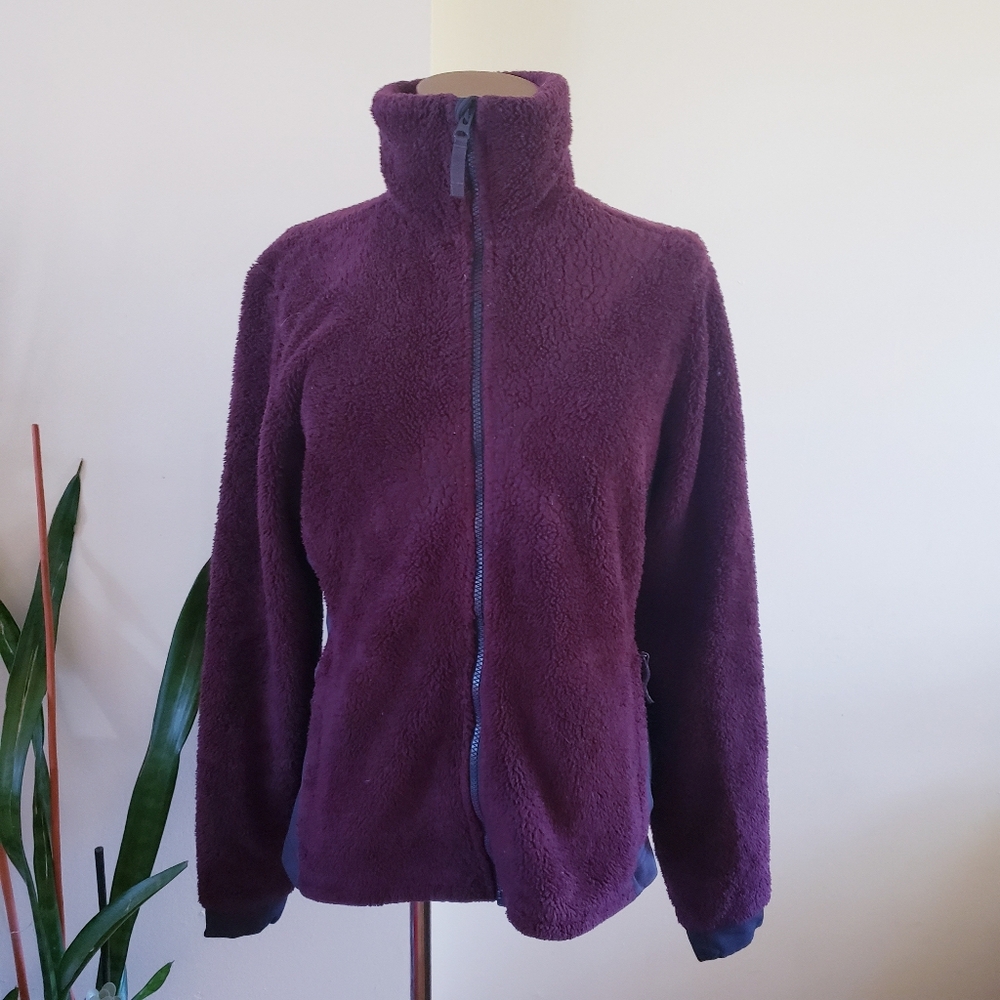 HELLY HANSEN Women's Sherpa Zip Up Sweater/Jacket - Plum/Grey L
